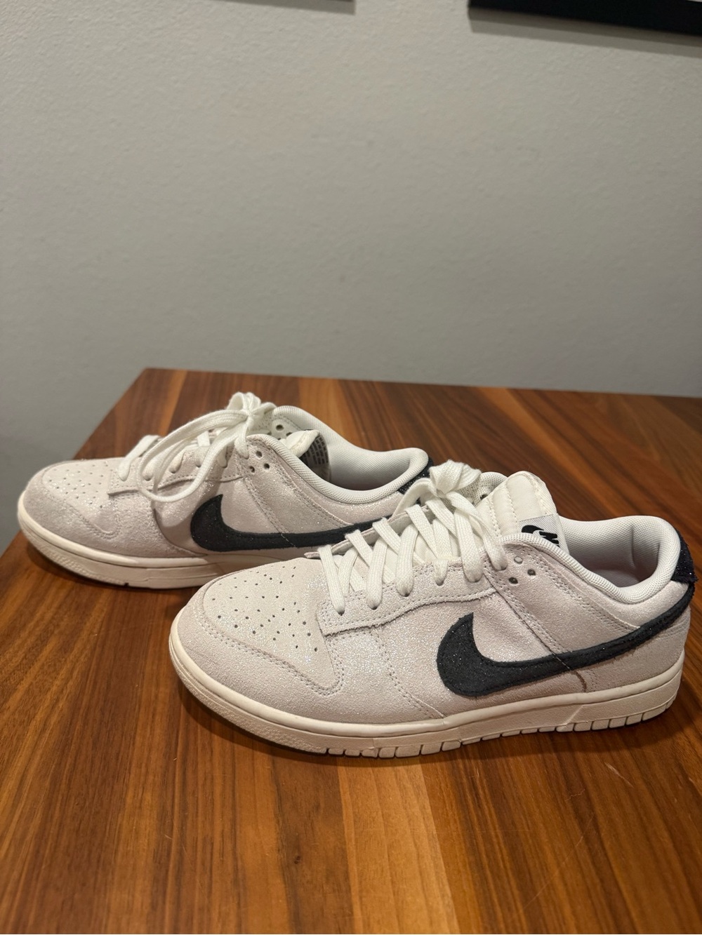 Nike Sparkly Tan Sneakers with Black Swoosh